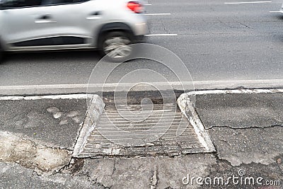 Salvador, Bahia, Brazil - August 11, 2023: Access ramp for wheelchair users and people with physical motor disabilities. Avenida Editorial Stock Photo