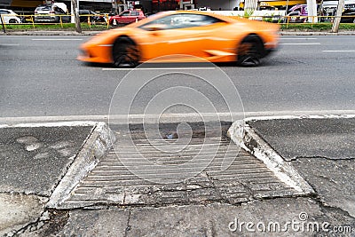 Salvador, Bahia, Brazil - August 11, 2023: Access ramp for wheelchair users and people with physical motor disabilities. Avenida Editorial Stock Photo