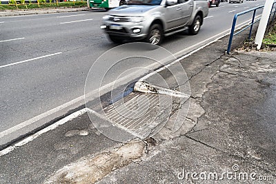 Salvador, Bahia, Brazil - August 11, 2023: Access ramp for wheelchair users and people with physical motor disabilities. Avenida Editorial Stock Photo