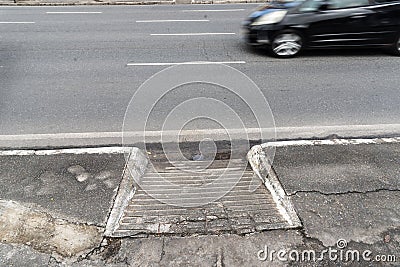 Salvador, Bahia, Brazil - August 11, 2023: Access ramp for wheelchair users and people with physical motor disabilities. Avenida Editorial Stock Photo