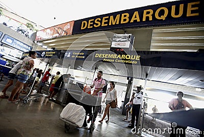 Passengers at Salvador bus station Editorial Stock Photo