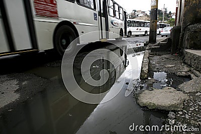 Open sewer in salvador Editorial Stock Photo