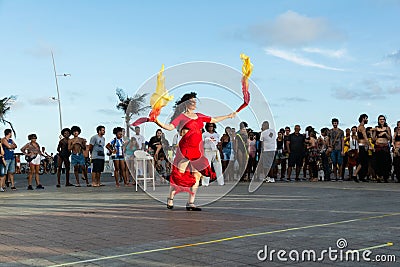 A dancer performing street belly dancing Editorial Stock Photo