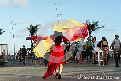 A dancer performing street belly dancing Editorial Stock Photo