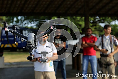 Drone pilot during flight Editorial Stock Photo