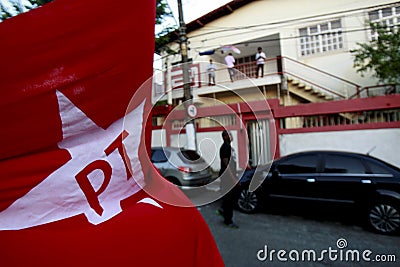 Pt flag seen in salvador Editorial Stock Photo