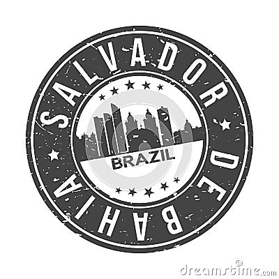 Salvador Bahia Brazil Round Stamp Icon Skyline City Design Badge. Vector Illustration