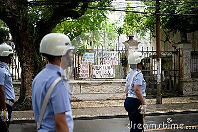 Air force soldiers are seen during the Brazilian independence parade in the city of Salvador, Bahia.aeronautics Editorial Stock Photo