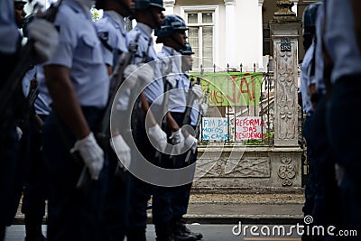 Air force soldiers are seen during the Brazilian independence parade in the city of Salvador, Bahia.aeronautics Editorial Stock Photo