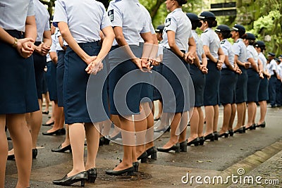 Female air force soldiers are seen during the Brazilian independence parade in the city of Salvador, Bahia Editorial Stock Photo