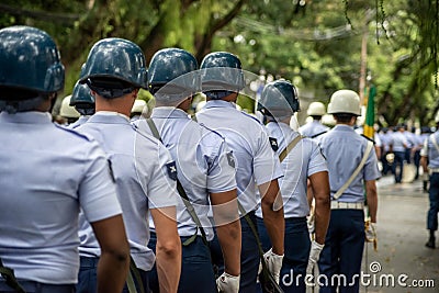 Salvador, Bahia, Brazil - September 07, 2023: Air force soldiers are seen at the brazil independence parade in the city of Editorial Stock Photo