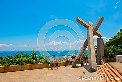 SALVADOR, BRAZIL: Fallen Cross Monument at Salvador da Bahia, Brazil Editorial Stock Photo