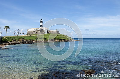 Salvador Brazil Farol da Barra Lighthouse Beach Stock Photo