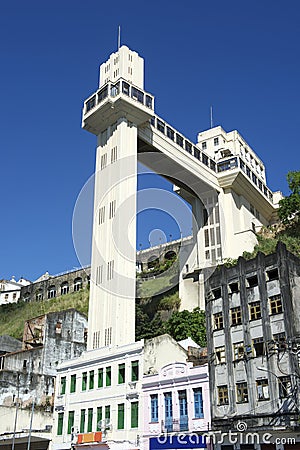 Salvador Brazil Lacerda Elevator From Below Stock Photo