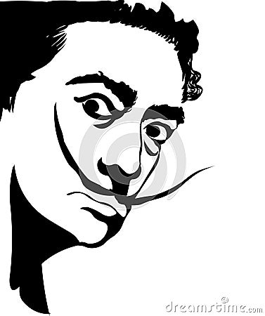 Salvador Dali.Vector portrait illustration of Salvador Dali. Vector Illustration