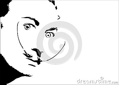 Salvador Dali` vector portrait, minimal graphics isolated or white background Vector Illustration