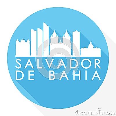 Salvador de Bahia Brazil Flat Icon Skyline Silhouette Design City Vector Art Round Logo. Vector Illustration