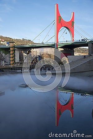Salve Bridge next to the Guggenheim Museum in Bilbao, Biscay, Basque Country, Spain Editorial Stock Photo