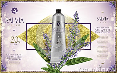 Salvia cream ad Vector Illustration