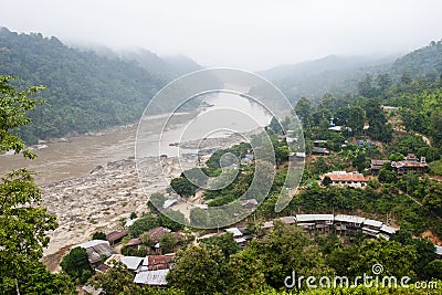 Salween River at border of Thailand and Myanmar Stock Photo