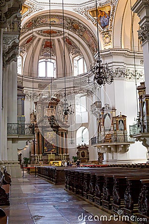 Inside view of Salzburg Cathedral Editorial Stock Photo
