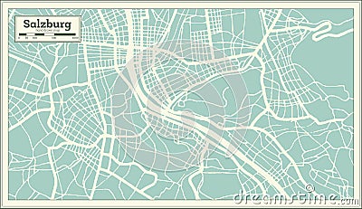 Salzburg Austria City Map in Retro Style. Outline Map Stock Photo