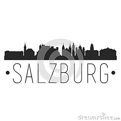 Salzburg Austria. City Skyline. Silhouette City. Design Vector. Famous Monuments. Vector Illustration