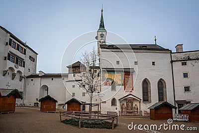 Hohensalzburg Fortress Courtyard with St. George Chapel - Salzburg, Austria Editorial Stock Photo