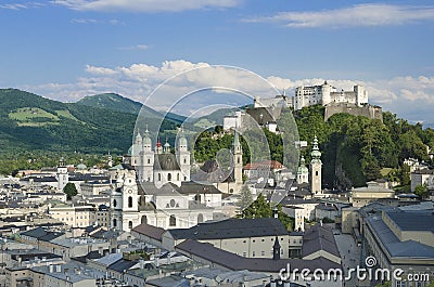 Salzburg City Historic Center With Cathedral Stock Photo