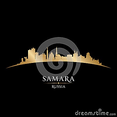 Samara Russia city skyline silhouette black background Vector Illustration