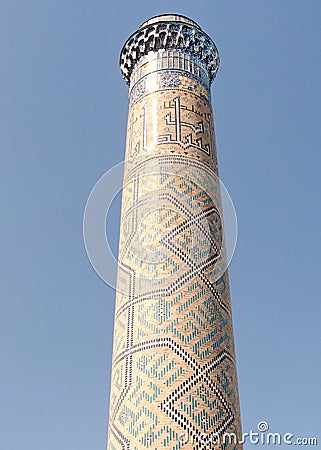 Samarkand Bibi-Khanim the Minaret September 2007 Stock Photo