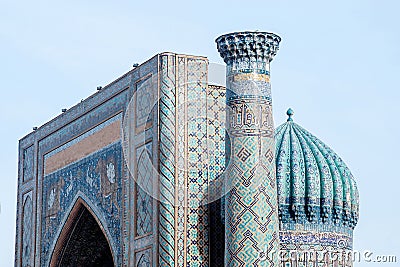 Samarkand, Registan details. Ancient architecture, landmark. Stock Photo