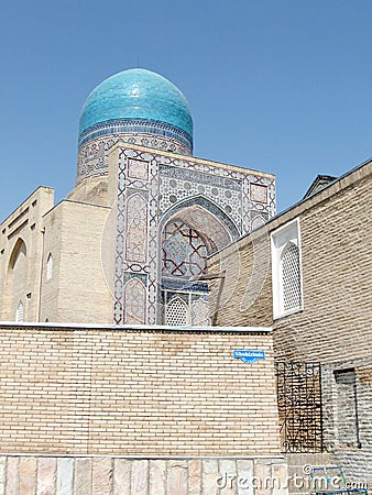 Samarkand Shakhi-Zindah blue Dome September 2007 Stock Photo