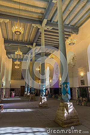 SAMARKAND, UZBEKISTAN: APRIL 28, 2018: Interior of Ulugh Beg Madrasa in Samarkand, Uzbekist Editorial Stock Photo