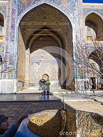 Tilla-Kari Mosque, Samarkand, Uzbekistan Editorial Stock Photo