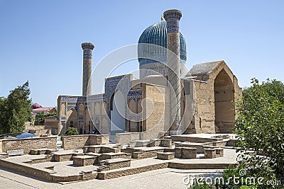 Medieval mausoleum of Gur-Emir (Tomb of Tamerlane). Samarkand, Uzbekistan Editorial Stock Photo