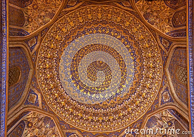 Samarqand Tillya-Kori Madrasah Ceiling Editorial Stock Photo