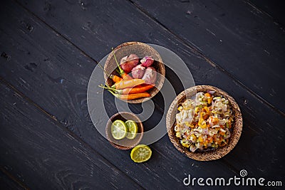 Sambal matah, Bali traditional sauce. indonesian condement. clos Stock Photo