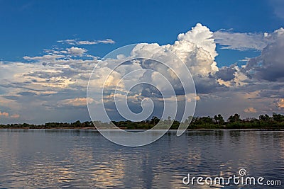 Evening atmosphere on the Zambezi River. Stock Photo