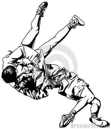 Sambo wrestling Vector Illustration