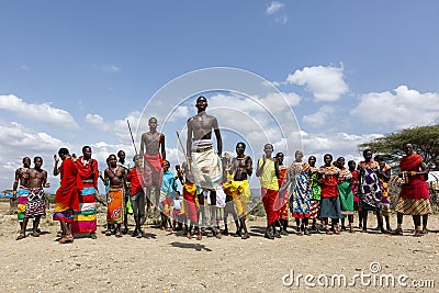 Samburu men dancing, Kenya, Africa Editorial Stock Photo