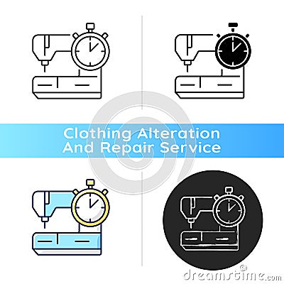 Same day and emergency tailoring black linear icon Vector Illustration