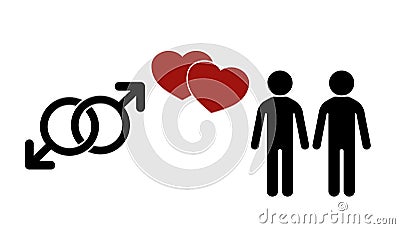 Same-sex couple flat icon. Sex icon. Gender Signs. Male symbols. Vector Illustration