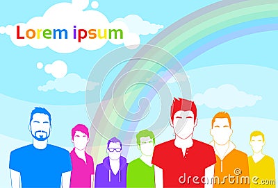 Same Sex Gay Man People Group Colorful Silhouettes Vector Illustration