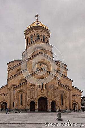 Sameba Cathedral (Holy Trinity Cathedral), Georgia, Tbilisi, view from the outside Stock Photo