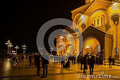 Sameba the Holy Trinity Cathedral of Tbilisi Editorial Stock Photo