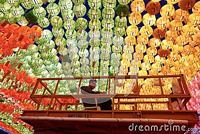 Busan, Korea-May 4, 2017: Samgwangsa temple decorated with lanterns Editorial Stock Photo