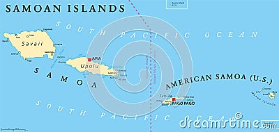 Samoan Islands Political Map Vector Illustration