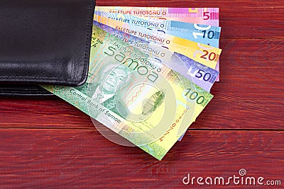 Samoan money in the black wallet Stock Photo