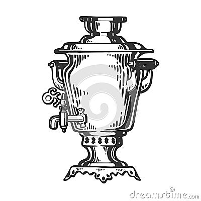 Samovar engraving style vector illustration Vector Illustration